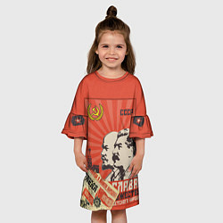 Платье клеш для девочки Atomic Heart: Сталин x Ленин, цвет: 3D-принт — фото 2