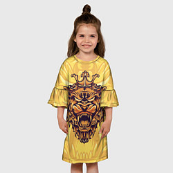Платье клеш для девочки Граф Монте Лев голова, цвет: 3D-принт — фото 2