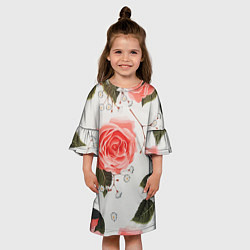Платье клеш для девочки Нежные розы, цвет: 3D-принт — фото 2