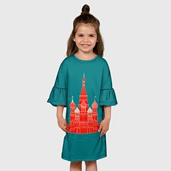 Платье клеш для девочки Москва, цвет: 3D-принт — фото 2