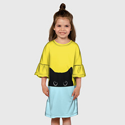 Платье клеш для девочки Кот в засаде, цвет: 3D-принт — фото 2