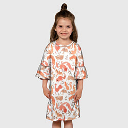Платье клеш для девочки Лисички, цвет: 3D-принт — фото 2