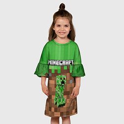 Платье клеш для девочки MineCraft Крипер, цвет: 3D-принт — фото 2