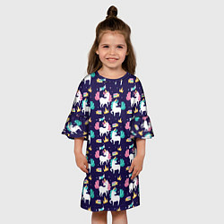 Платье клеш для девочки Unicorn pattern, цвет: 3D-принт — фото 2