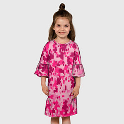 Платье клеш для девочки Розовый камуфляж, цвет: 3D-принт — фото 2