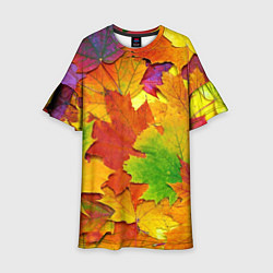 Платье клеш для девочки Осенние листья, цвет: 3D-принт