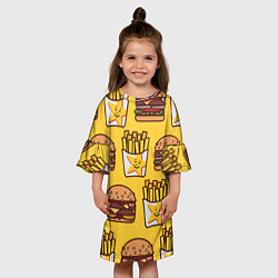 Платье клеш для девочки Фастфуд, цвет: 3D-принт — фото 2