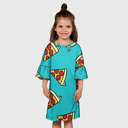 Платье клеш для девочки Пицца, цвет: 3D-принт — фото 2