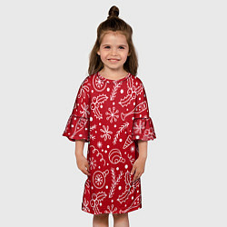 Платье клеш для девочки Новогоднее настроение, цвет: 3D-принт — фото 2