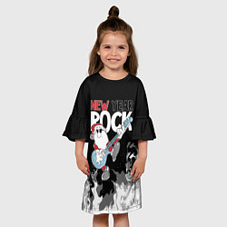 Платье клеш для девочки New year rock, цвет: 3D-принт — фото 2