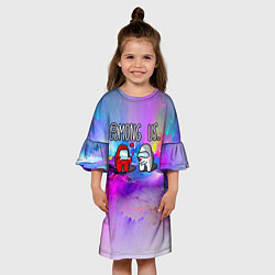 Платье клеш для девочки Among Us love, цвет: 3D-принт — фото 2