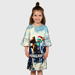 Платье клеш для девочки Зимний Майнкрафт, цвет: 3D-принт — фото 2