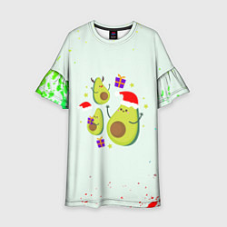 Платье клеш для девочки Новогодние Авокадо, цвет: 3D-принт