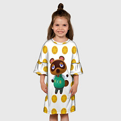 Платье клеш для девочки Animal crossing - Nook, цвет: 3D-принт — фото 2