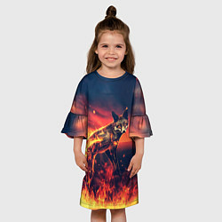 Платье клеш для девочки Огненная лиса, цвет: 3D-принт — фото 2