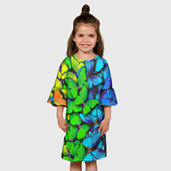 Платье клеш для девочки Радужные бабочки, цвет: 3D-принт — фото 2