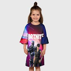 Платье клеш для девочки T-800 & Sara Connor FORTNITE, цвет: 3D-принт — фото 2