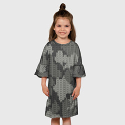 Платье клеш для девочки Вязанный принт милитари, цвет: 3D-принт — фото 2