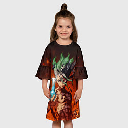 Платье клеш для девочки Доктор Стоун, цвет: 3D-принт — фото 2