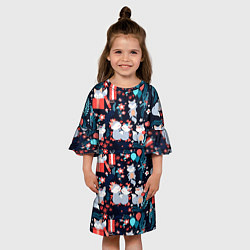 Платье клеш для девочки Котики Подарки, цвет: 3D-принт — фото 2