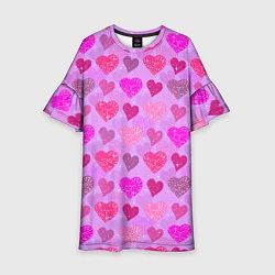 Платье клеш для девочки Розовые сердечки, цвет: 3D-принт