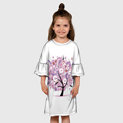 Платье клеш для девочки Цветочное Дерево, цвет: 3D-принт — фото 2