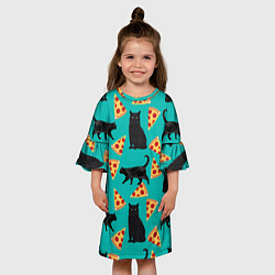 Платье клеш для девочки Котики и Пиццы, цвет: 3D-принт — фото 2