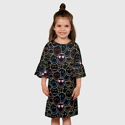 Платье клеш для девочки SLAVA MARLOW - Неоновые смайлы, цвет: 3D-принт — фото 2