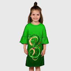 Платье клеш для девочки Земляной анимешный дракон, цвет: 3D-принт — фото 2