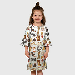 Платье клеш для девочки Узор песики собачки гав, цвет: 3D-принт — фото 2