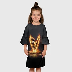 Платье клеш для девочки Викинги Vikings спина Z, цвет: 3D-принт — фото 2