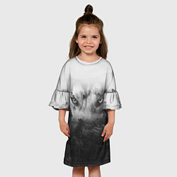 Платье клеш для девочки Волк в лесу, цвет: 3D-принт — фото 2