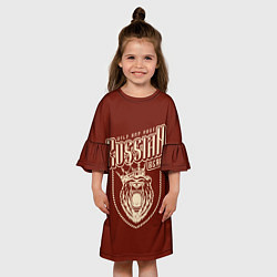 Платье клеш для девочки Русский медведь в короне, цвет: 3D-принт — фото 2