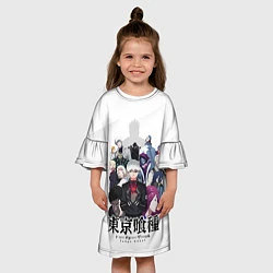 Платье клеш для девочки Токийский гуль персонажи, цвет: 3D-принт — фото 2