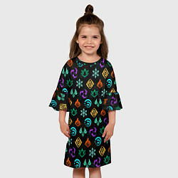 Платье клеш для девочки GENSHIN IMPACT ЭМБЛЕМЫ, цвет: 3D-принт — фото 2
