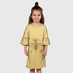 Платье клеш для девочки МЕХА ЦИКАДА ЧЕРТЕЖ СТИМПАНК, цвет: 3D-принт — фото 2