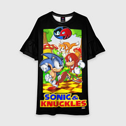 Платье клеш для девочки Sonic&Knuckles, цвет: 3D-принт