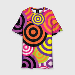 Платье клеш для девочки Аннотация разноцветных кругов, цвет: 3D-принт