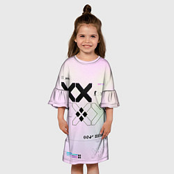 Платье клеш для девочки Printstream style Поток информации Белизна 0 1,Чер, цвет: 3D-принт — фото 2