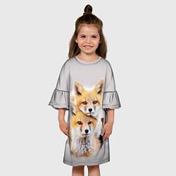 Платье клеш для девочки Лисята, цвет: 3D-принт — фото 2