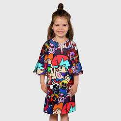 Платье клеш для девочки Friday Night Funkin все герои, цвет: 3D-принт — фото 2