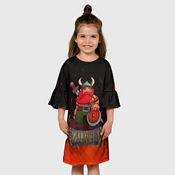 Платье клеш для девочки Valheim викинг в огне, цвет: 3D-принт — фото 2