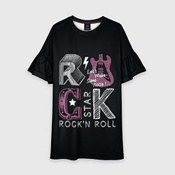 Платье клеш для девочки Rock star, цвет: 3D-принт