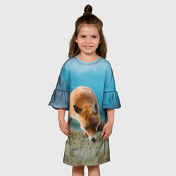 Платье клеш для девочки Милая лисичка, цвет: 3D-принт — фото 2