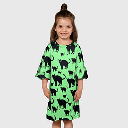 Платье клеш для девочки Кошачий фон, цвет: 3D-принт — фото 2