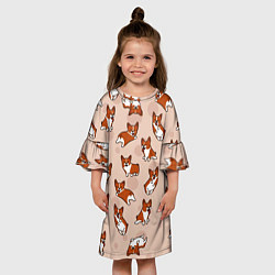 Платье клеш для девочки Корги Разные, цвет: 3D-принт — фото 2