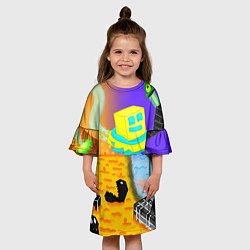 Платье клеш для девочки Geometry Dash: RobTop Z, цвет: 3D-принт — фото 2