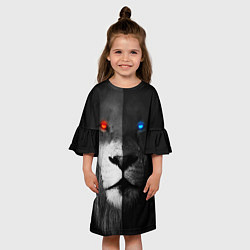 Платье клеш для девочки ЛЕВ - НЕОНОВЫЕ ГЛАЗА, цвет: 3D-принт — фото 2