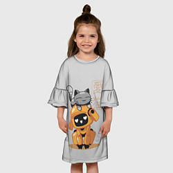 Платье клеш для девочки Cat and Robot ЛСР, цвет: 3D-принт — фото 2