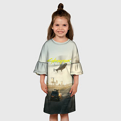 Платье клеш для девочки CYBERPUNK 2077 КИБЕРПАНК спина Z, цвет: 3D-принт — фото 2